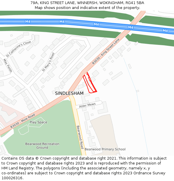 79A, KING STREET LANE, WINNERSH, WOKINGHAM, RG41 5BA: Location map and indicative extent of plot