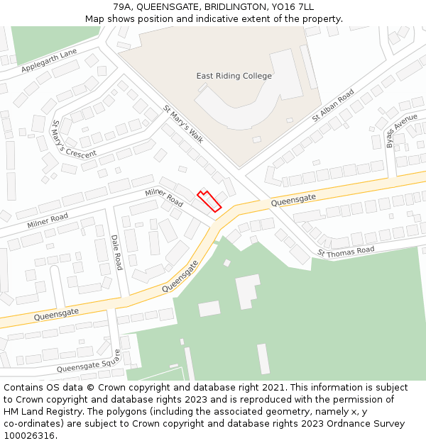 79A, QUEENSGATE, BRIDLINGTON, YO16 7LL: Location map and indicative extent of plot