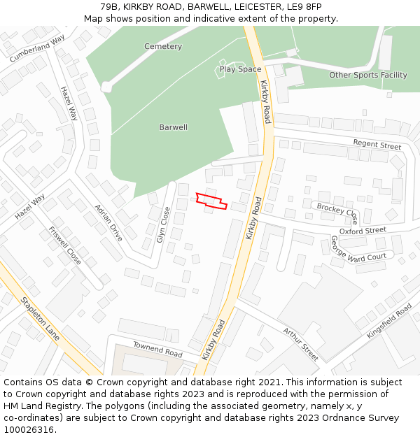 79B, KIRKBY ROAD, BARWELL, LEICESTER, LE9 8FP: Location map and indicative extent of plot