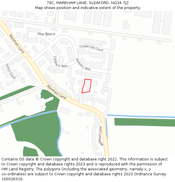 79C, MAREHAM LANE, SLEAFORD, NG34 7JZ: Location map and indicative extent of plot