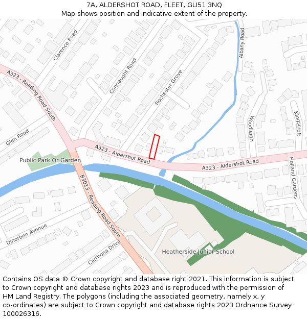 7A, ALDERSHOT ROAD, FLEET, GU51 3NQ: Location map and indicative extent of plot