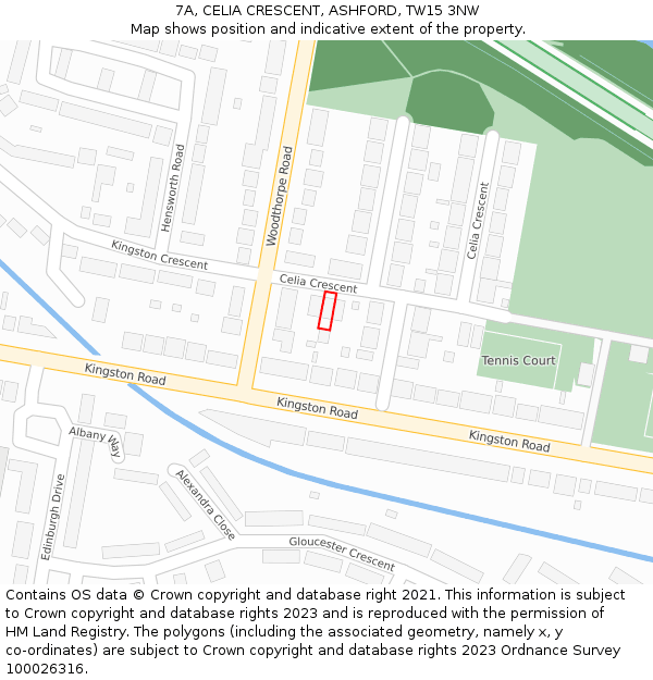 7A, CELIA CRESCENT, ASHFORD, TW15 3NW: Location map and indicative extent of plot