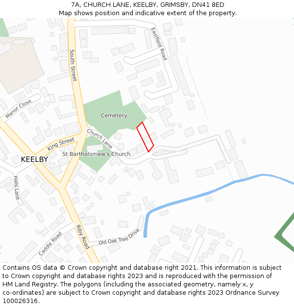 7A, CHURCH LANE, KEELBY, GRIMSBY, DN41 8ED: Location map and indicative extent of plot