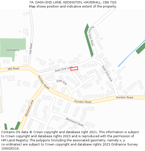 7A, DASH END LANE, KEDINGTON, HAVERHILL, CB9 7QS: Location map and indicative extent of plot