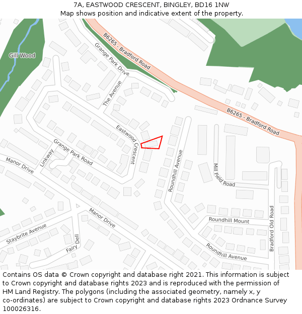 7A, EASTWOOD CRESCENT, BINGLEY, BD16 1NW: Location map and indicative extent of plot