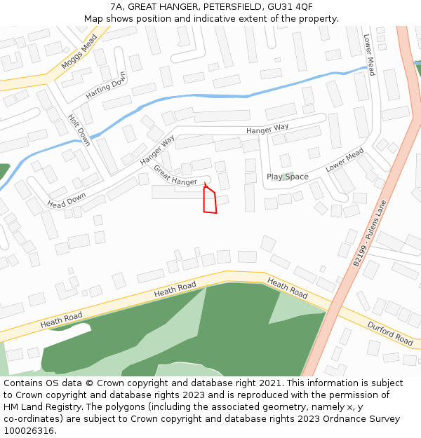 7A, GREAT HANGER, PETERSFIELD, GU31 4QF: Location map and indicative extent of plot