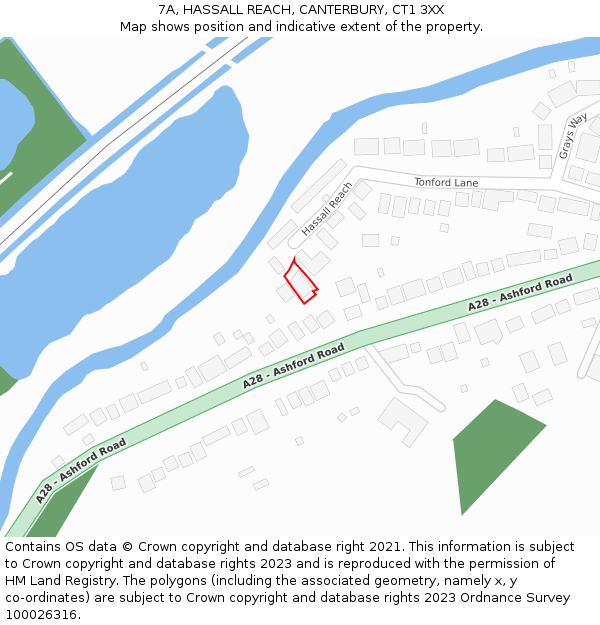 7A, HASSALL REACH, CANTERBURY, CT1 3XX: Location map and indicative extent of plot