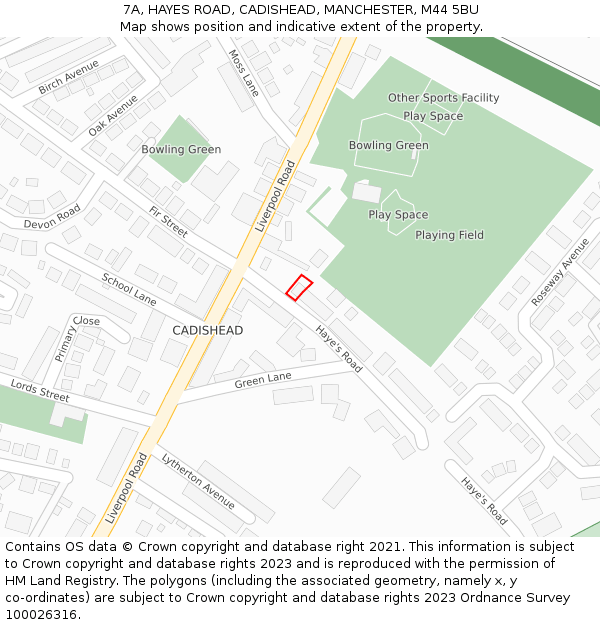 7A, HAYES ROAD, CADISHEAD, MANCHESTER, M44 5BU: Location map and indicative extent of plot