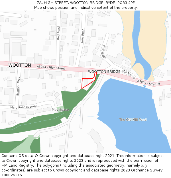 7A, HIGH STREET, WOOTTON BRIDGE, RYDE, PO33 4PF: Location map and indicative extent of plot