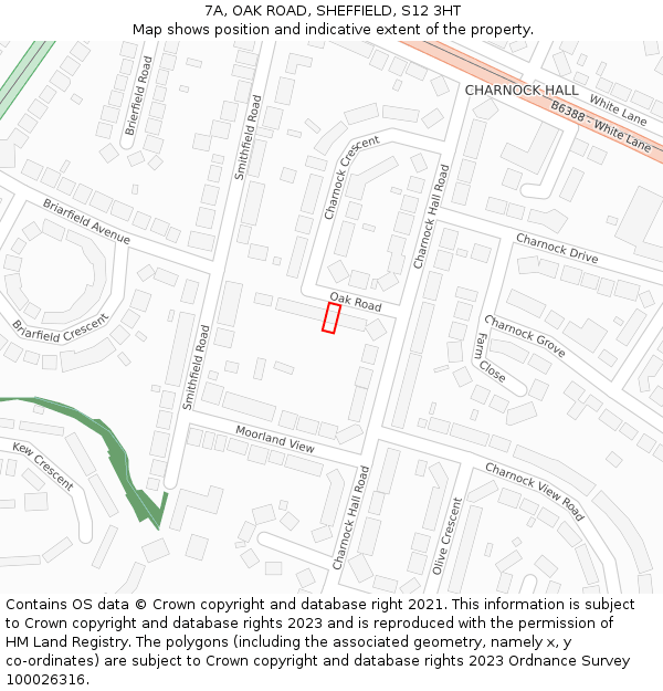 7A, OAK ROAD, SHEFFIELD, S12 3HT: Location map and indicative extent of plot