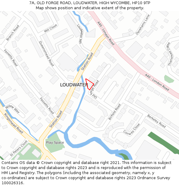 7A, OLD FORGE ROAD, LOUDWATER, HIGH WYCOMBE, HP10 9TP: Location map and indicative extent of plot