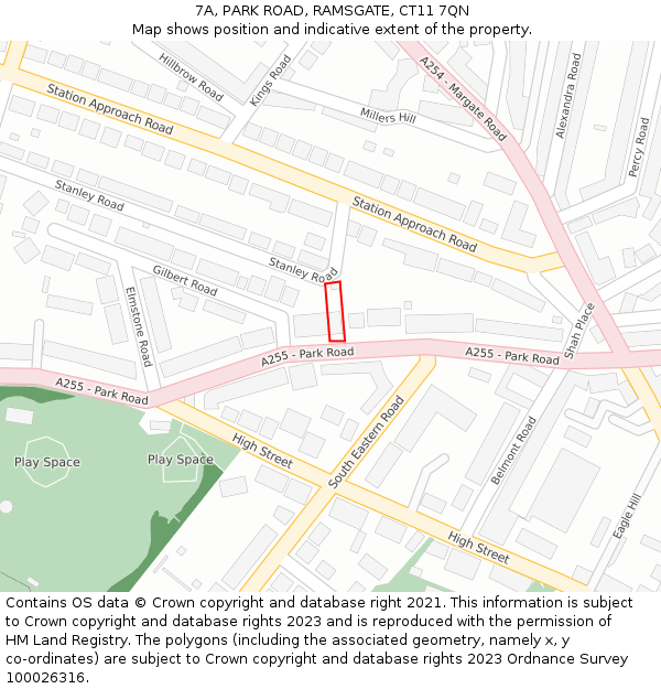 7A, PARK ROAD, RAMSGATE, CT11 7QN: Location map and indicative extent of plot