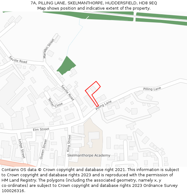 7A, PILLING LANE, SKELMANTHORPE, HUDDERSFIELD, HD8 9EQ: Location map and indicative extent of plot