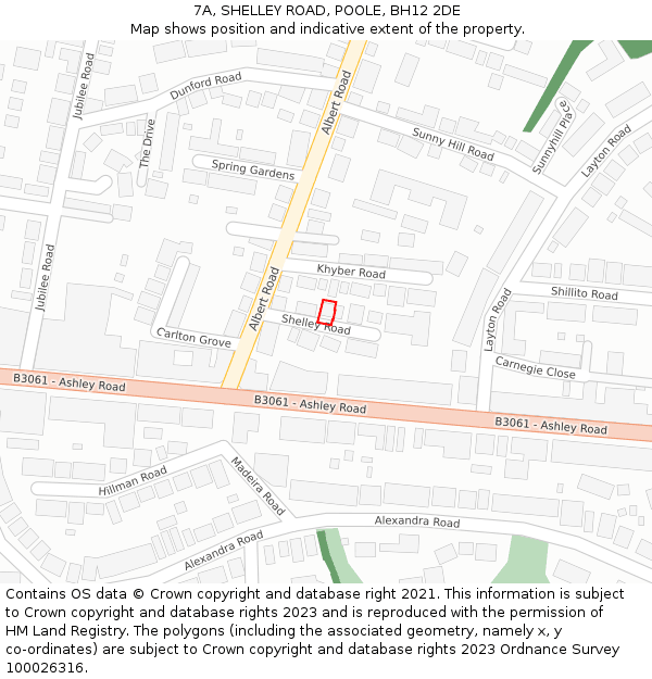 7A, SHELLEY ROAD, POOLE, BH12 2DE: Location map and indicative extent of plot