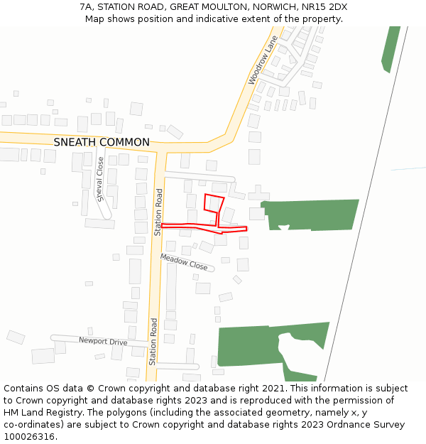 7A, STATION ROAD, GREAT MOULTON, NORWICH, NR15 2DX: Location map and indicative extent of plot