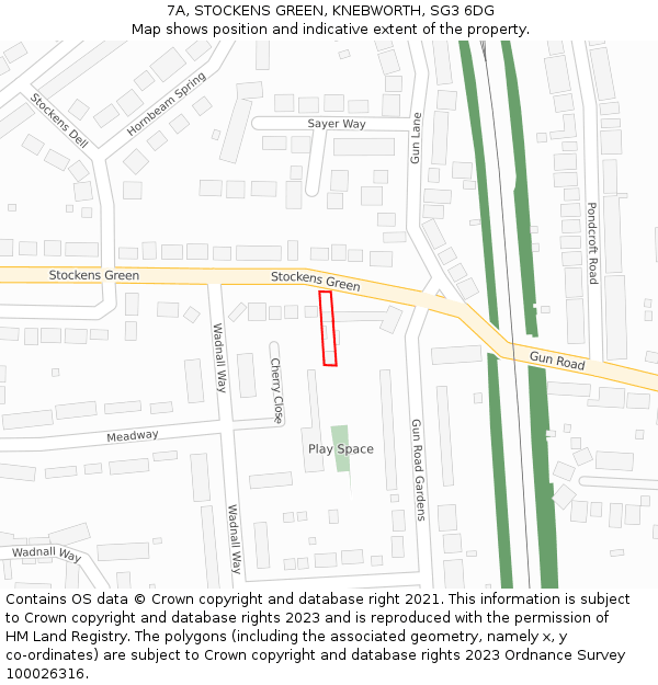 7A, STOCKENS GREEN, KNEBWORTH, SG3 6DG: Location map and indicative extent of plot