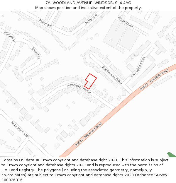 7A, WOODLAND AVENUE, WINDSOR, SL4 4AG: Location map and indicative extent of plot