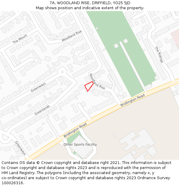 7A, WOODLAND RISE, DRIFFIELD, YO25 5JD: Location map and indicative extent of plot