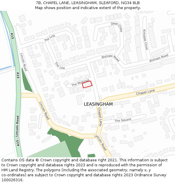 7B, CHAPEL LANE, LEASINGHAM, SLEAFORD, NG34 8LB: Location map and indicative extent of plot