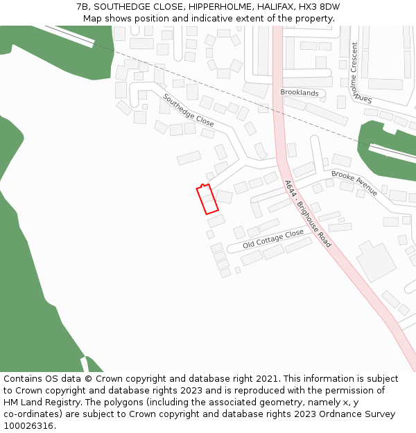 7B, SOUTHEDGE CLOSE, HIPPERHOLME, HALIFAX, HX3 8DW: Location map and indicative extent of plot