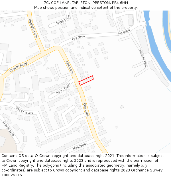7C, COE LANE, TARLETON, PRESTON, PR4 6HH: Location map and indicative extent of plot