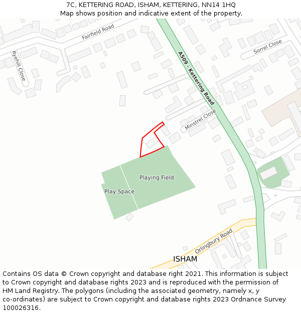 7C, KETTERING ROAD, ISHAM, KETTERING, NN14 1HQ: Location map and indicative extent of plot