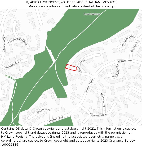 8, ABIGAIL CRESCENT, WALDERSLADE, CHATHAM, ME5 9DZ: Location map and indicative extent of plot