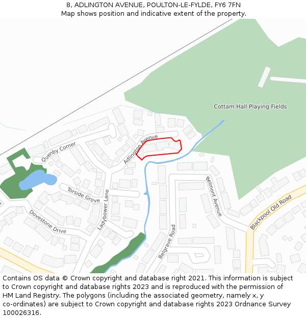 8, ADLINGTON AVENUE, POULTON-LE-FYLDE, FY6 7FN: Location map and indicative extent of plot