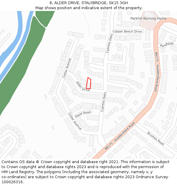 8, ALDER DRIVE, STALYBRIDGE, SK15 3GH: Location map and indicative extent of plot