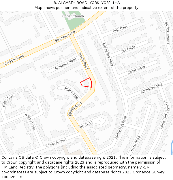 8, ALGARTH ROAD, YORK, YO31 1HA: Location map and indicative extent of plot