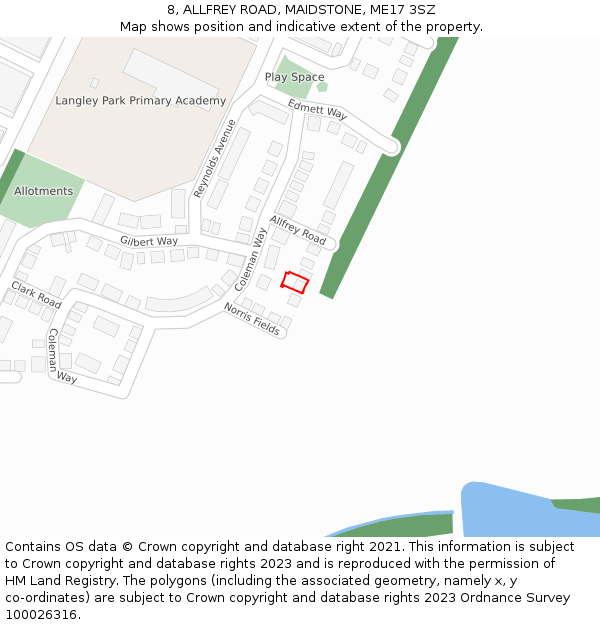 8, ALLFREY ROAD, MAIDSTONE, ME17 3SZ: Location map and indicative extent of plot