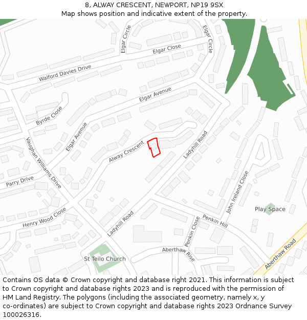 8, ALWAY CRESCENT, NEWPORT, NP19 9SX: Location map and indicative extent of plot