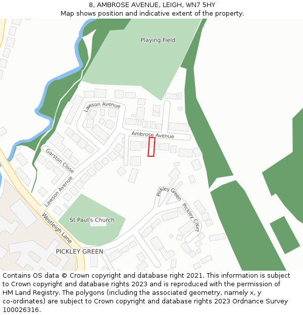 8, AMBROSE AVENUE, LEIGH, WN7 5HY: Location map and indicative extent of plot