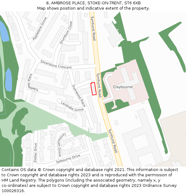 8, AMBROSE PLACE, STOKE-ON-TRENT, ST6 6XB: Location map and indicative extent of plot