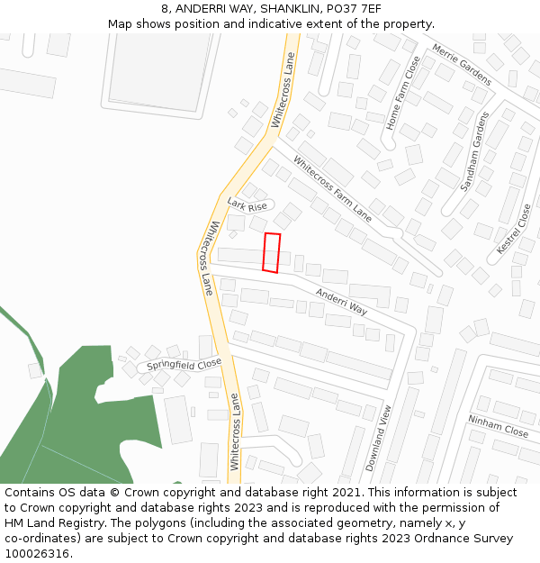 8, ANDERRI WAY, SHANKLIN, PO37 7EF: Location map and indicative extent of plot