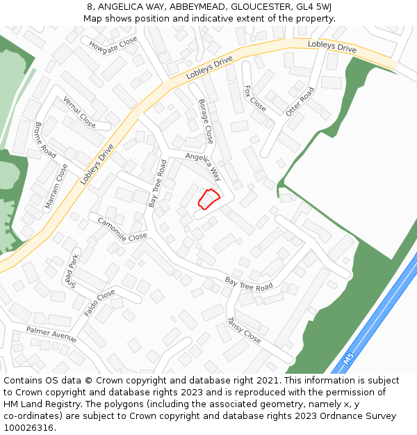 8, ANGELICA WAY, ABBEYMEAD, GLOUCESTER, GL4 5WJ: Location map and indicative extent of plot
