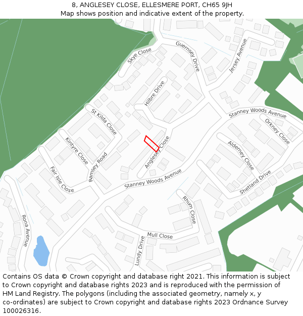 8, ANGLESEY CLOSE, ELLESMERE PORT, CH65 9JH: Location map and indicative extent of plot