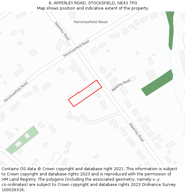 8, APPERLEY ROAD, STOCKSFIELD, NE43 7PG: Location map and indicative extent of plot