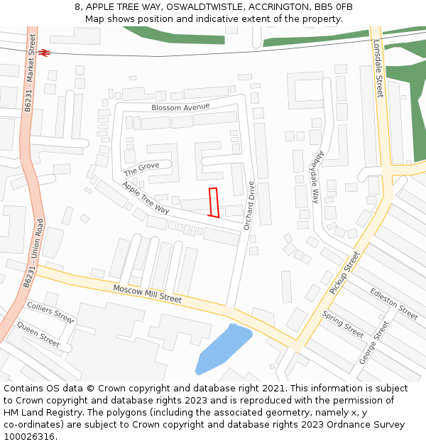 8, APPLE TREE WAY, OSWALDTWISTLE, ACCRINGTON, BB5 0FB: Location map and indicative extent of plot
