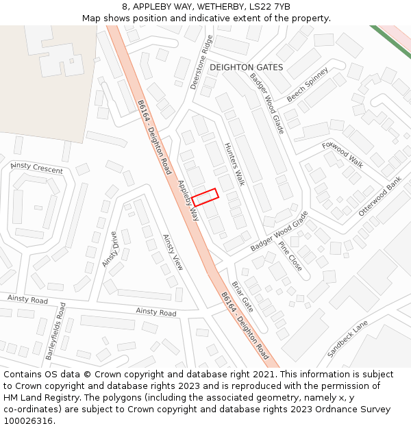 8, APPLEBY WAY, WETHERBY, LS22 7YB: Location map and indicative extent of plot