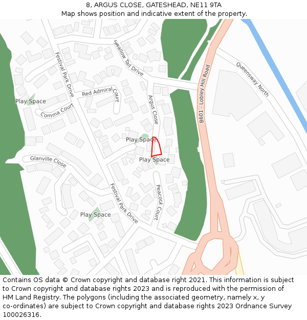 8, ARGUS CLOSE, GATESHEAD, NE11 9TA: Location map and indicative extent of plot