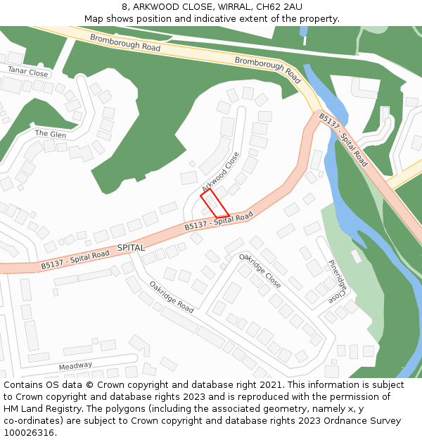 8, ARKWOOD CLOSE, WIRRAL, CH62 2AU: Location map and indicative extent of plot