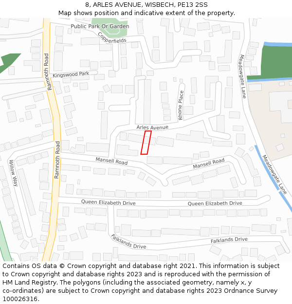 8, ARLES AVENUE, WISBECH, PE13 2SS: Location map and indicative extent of plot