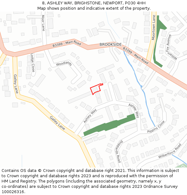 8, ASHLEY WAY, BRIGHSTONE, NEWPORT, PO30 4HH: Location map and indicative extent of plot