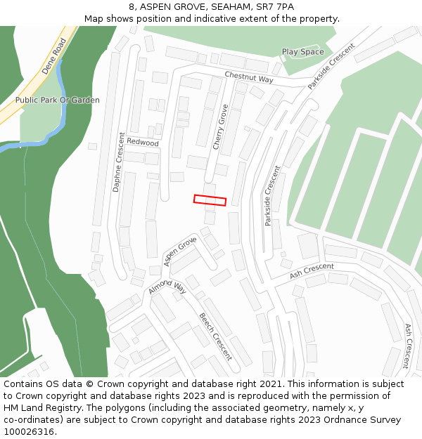 8, ASPEN GROVE, SEAHAM, SR7 7PA: Location map and indicative extent of plot