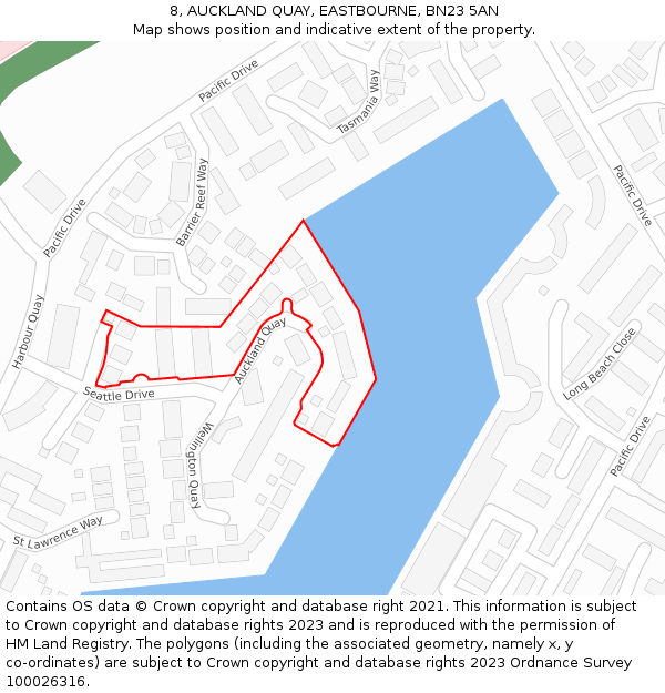 8, AUCKLAND QUAY, EASTBOURNE, BN23 5AN: Location map and indicative extent of plot
