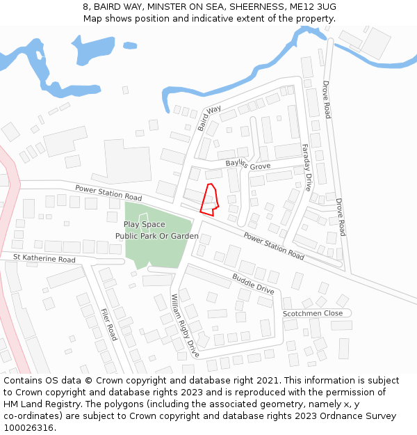 8, BAIRD WAY, MINSTER ON SEA, SHEERNESS, ME12 3UG: Location map and indicative extent of plot