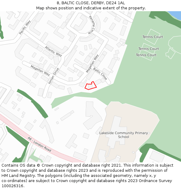 8, BALTIC CLOSE, DERBY, DE24 1AL: Location map and indicative extent of plot