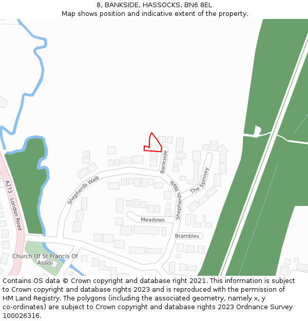 8, BANKSIDE, HASSOCKS, BN6 8EL: Location map and indicative extent of plot