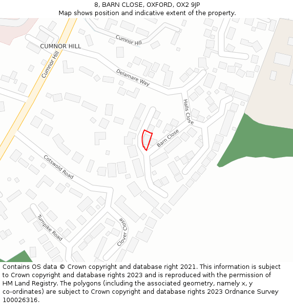 8, BARN CLOSE, OXFORD, OX2 9JP: Location map and indicative extent of plot